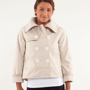 Lululemon Jacket Coco Softshell Double Button Up Size 8 in Cashew Cream